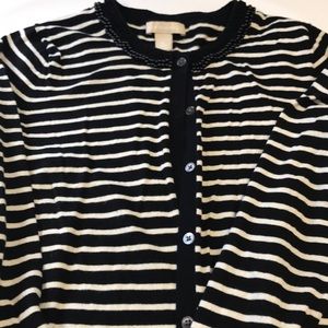 Banana republic Beaded neck striped cardigan